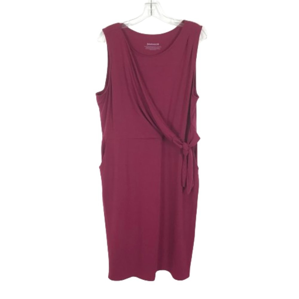 Womens Plus Size 2XL Betabrand Purple Side Tie Stretch Jersey Midi Dress